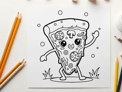 Cute pizza slice character dancing vector illustration