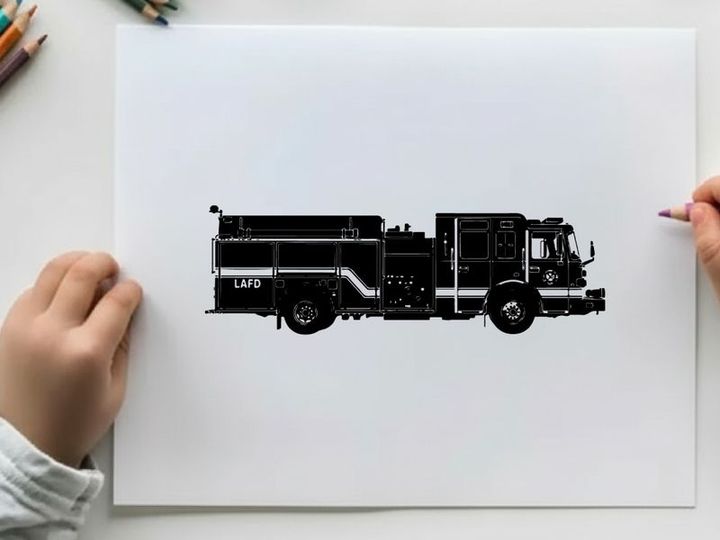 Silhouette of a fire truck vehicle emergency response