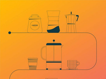 Coffee Outline Illustration Pack