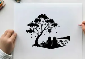 Couple picnic under a tree with lantern
