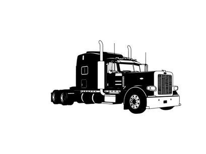 Silhouette of a large semi truck with sleeper cabin