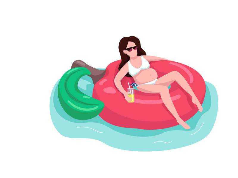 Expectant woman in sunglasses flat color vector faceless character