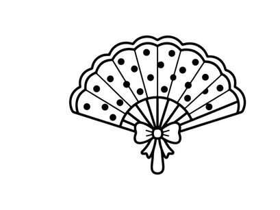 Hand-drawn Halloween paper fan decoration with polka dots. Spooky party accessory for festive autumn celebrations and DIY crafts.