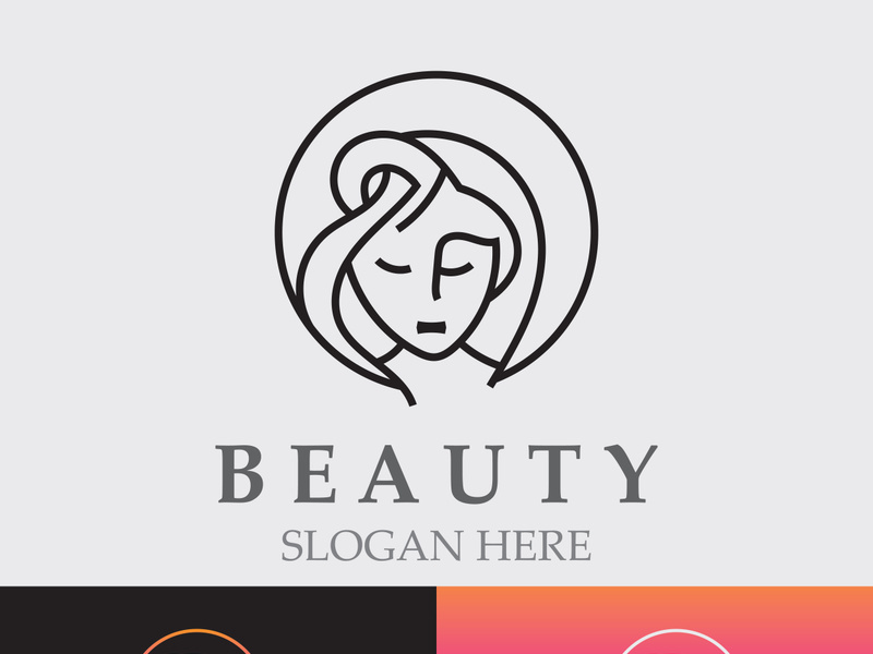 Woman Beauty care logo. Nature face saloon and spa design flat vector