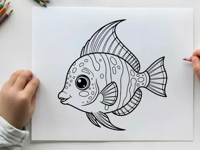 Cute cartoon fish swimming vector illustration flat design