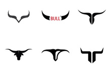 Retro vintage bull head horns logo design