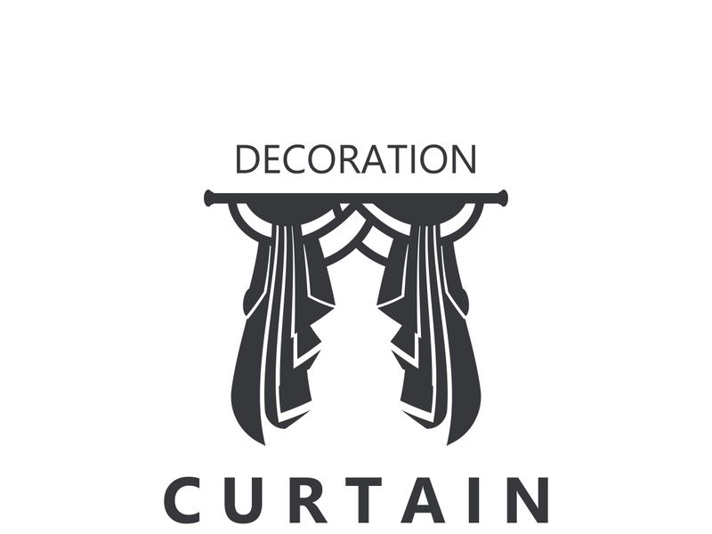 Curtain logo decoration style minimalist elegant vector design illustration