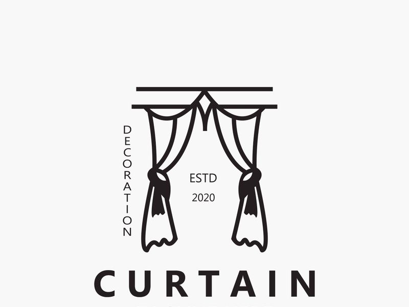 Curtain logo decoration style minimalist elegant vector design illustration