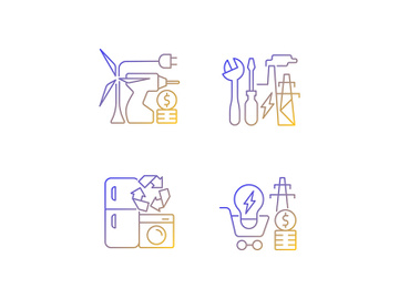 Alternative energy gradient linear vector icons set preview picture