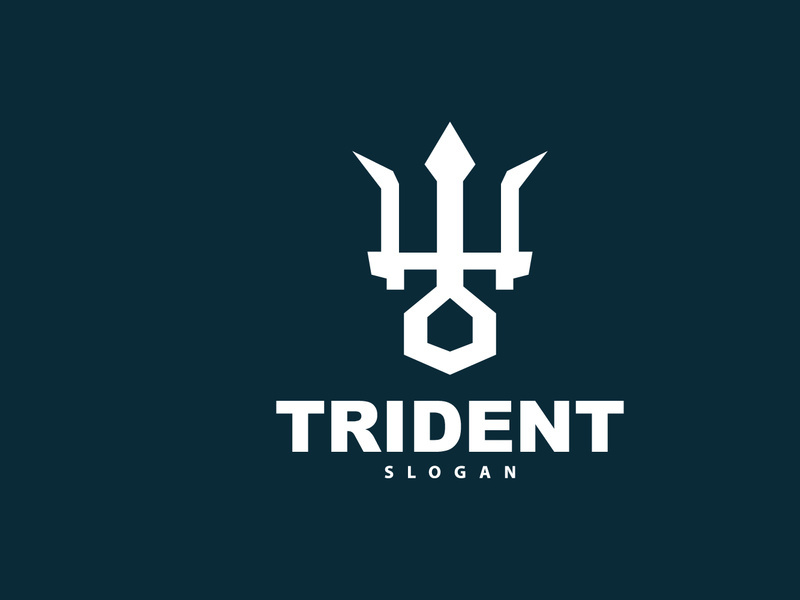Neptune Poseidon Trident Logo, Spear Simple Vintage Template Design