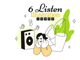 6 Listen Vector Illustration preview picture