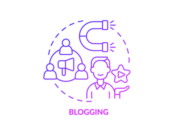 Blogging purple gradient concept icon preview picture