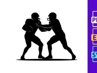American football players in action silhouette of two athletes competing