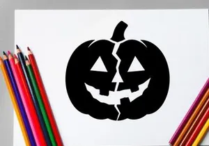Halloween Pumpkin Jack-o'-Lantern with Carved Face for Fall Decor