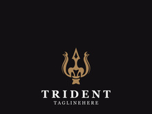 Trident Poseidon Logo, Spear Simple Vintage Template Design