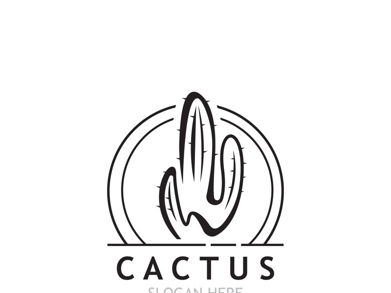Vintage Cactus tree plant Logo nature design, desert plant vector illustration