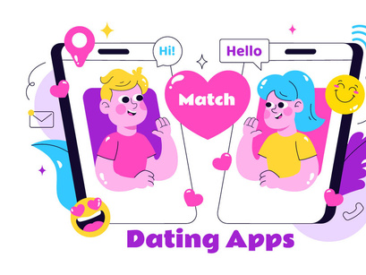 10 Online Dating App Illustration