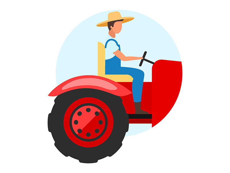 Tractor driver flat concept icon