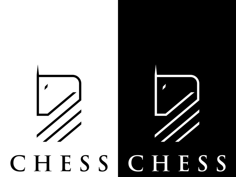 Chess strategy game logo with horse, king, pawn and rook. Logos for tournaments, chess teams and games.