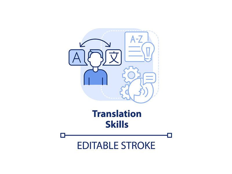 Translation skills light blue concept icon