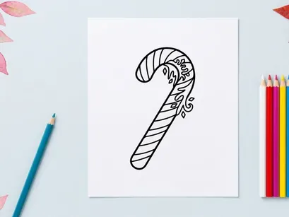 Ilustración de bastón de caramelo dibujado a mano para tarjetas de felicitación navideñas decorativas y decoraciones