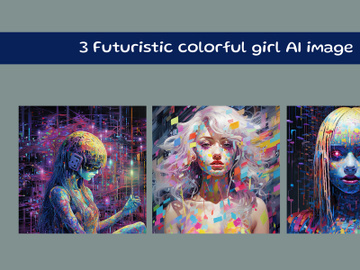 Futuristic colorful girl AI image preview picture