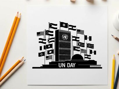 united nations day flags vector illustration