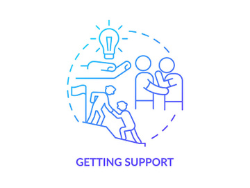 Getting support blue gradient concept icon preview picture