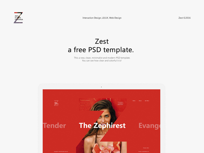 ZEST a free PSD template