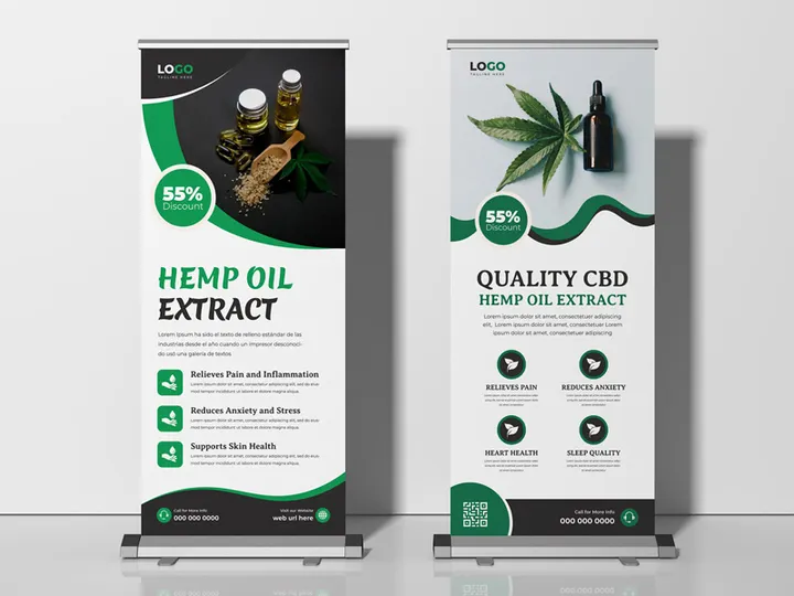 Hemp CBD Oil Roll Up Standee Banner Ver-2