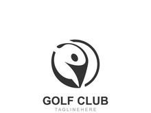 Golf player logo sport simple and modern creative design template