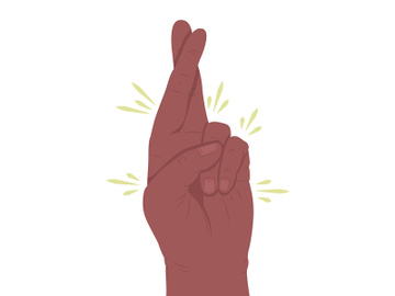 Wish for luck semi flat color vector hand gesture preview picture