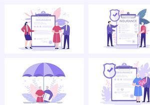 5 Elderly Insurance Flat Design Illustration
