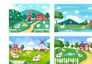 28 Cute Cartoon Farm Animals Illustration