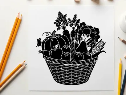 Frische Gemüse-Vektorgrafik in einem Erntesammelkorb