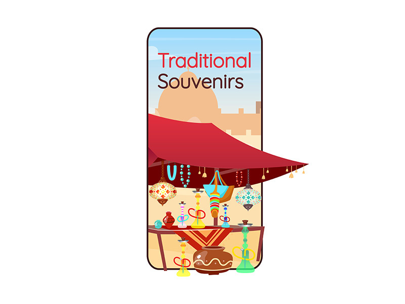 Egyptian traditional souvenirs cartoon smartphone vector app screen