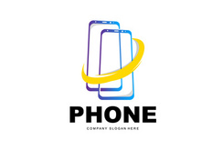Smartphone Logo, Communication Electronics Vector, Modern Phone Design, For Company Brand Symbol
