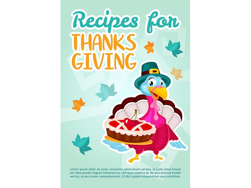 Recipes for Thanksgiving day poster vector template