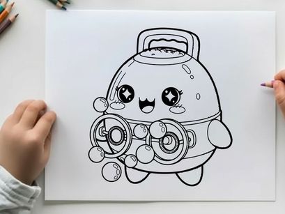Cute robot mascot character smiling vector illustration