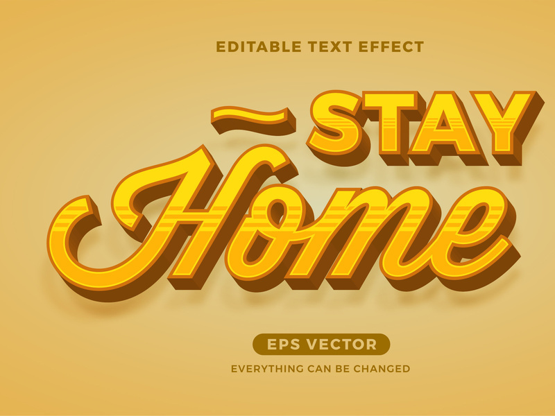 Stay home editable text effect vector template