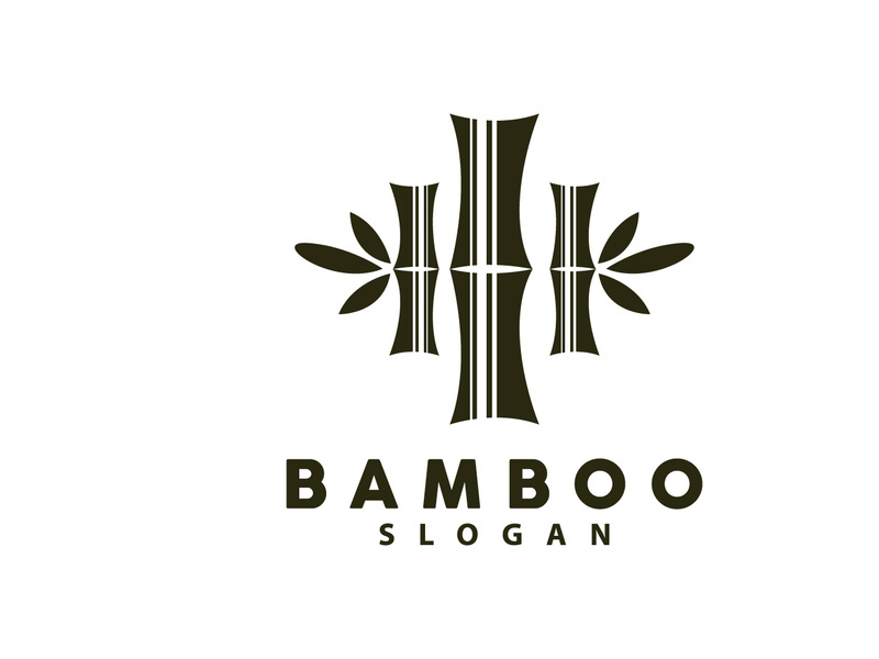 Bamboo Logo, Green Plants Vector, Simple Minimalist Design