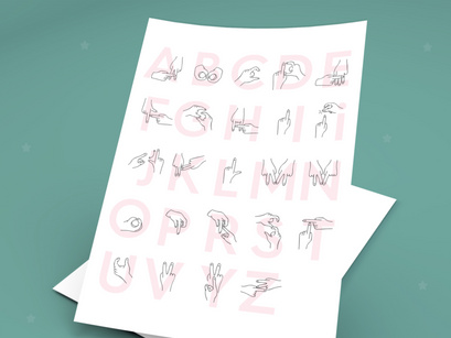 Hand Alphabet Icon Set