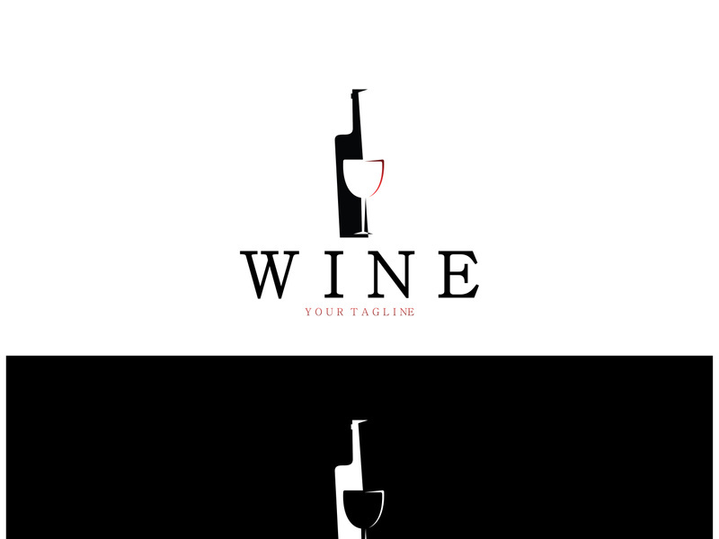 Wine logo with wine glasses and bottles.for night clubs,bars,cafe and wine shops.