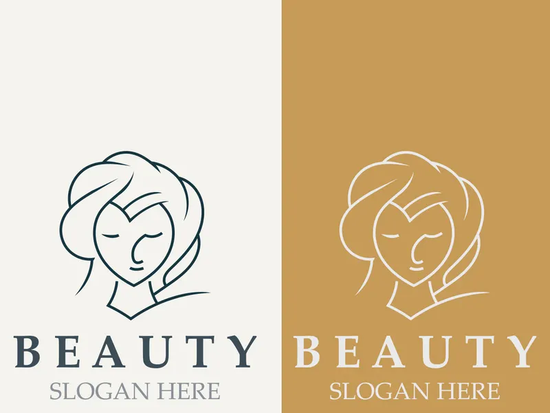 Woman Beauty care logo. Nature face saloon and spa design flat vector
