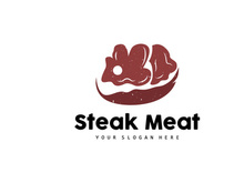 Steak Logo, Vintage Retro Rustic BBQ Grill Theme Design Style