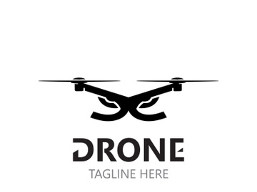 Drone aerial with camera vector template icon. logo photography drone vector. quadcopter flat style illustration preview picture