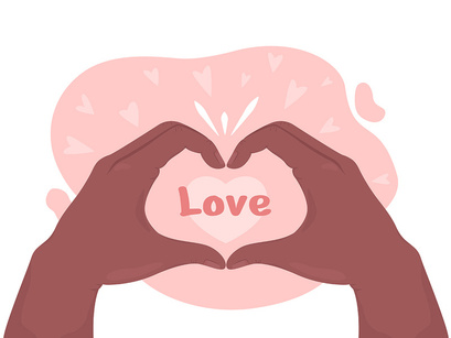 Love and support 2D vector isolated illustration set