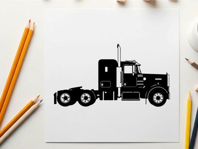 Silhouette of a large semi truck tractor unit