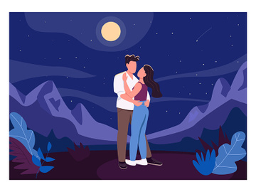 Midnight romantic date flat color vector illustration preview picture
