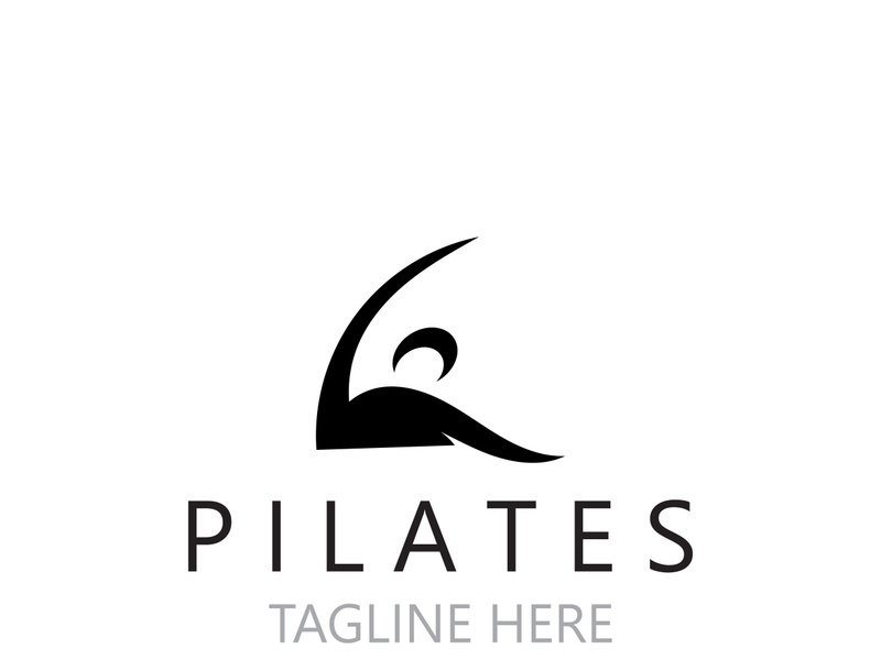 Abstract Pilates Logo, Yoga identity body balance vector monoline Design Template. wellness lifestyle